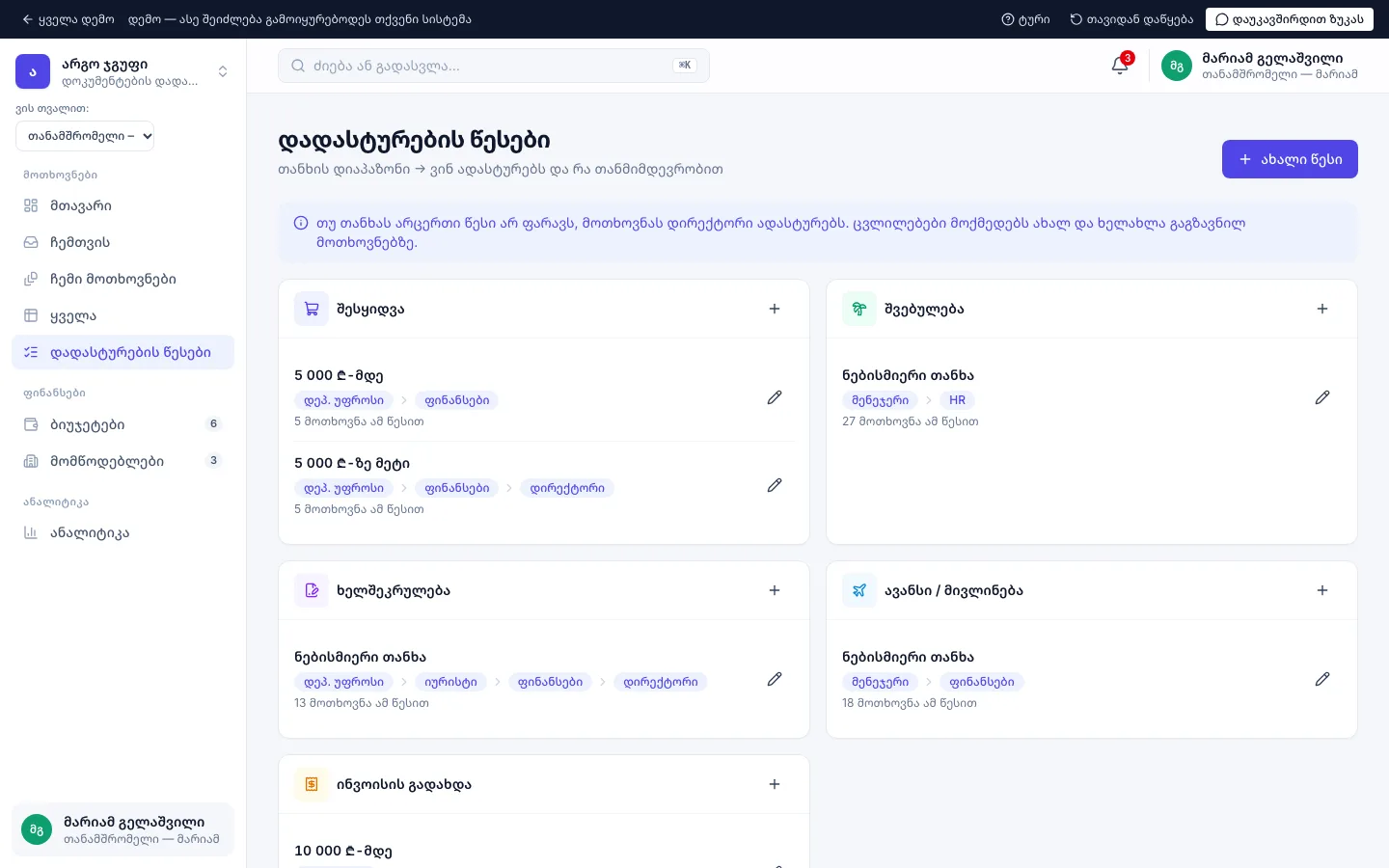 დამტკიცების წესები